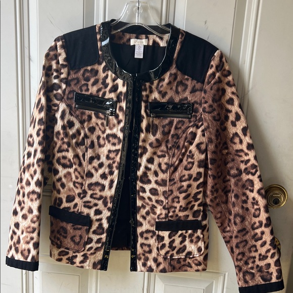 Chico's Jackets & Blazers - Chico's Leopard Print Blazer with Black Accents